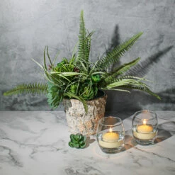 Artificial Succulent Garden Bouquet In Green Tones