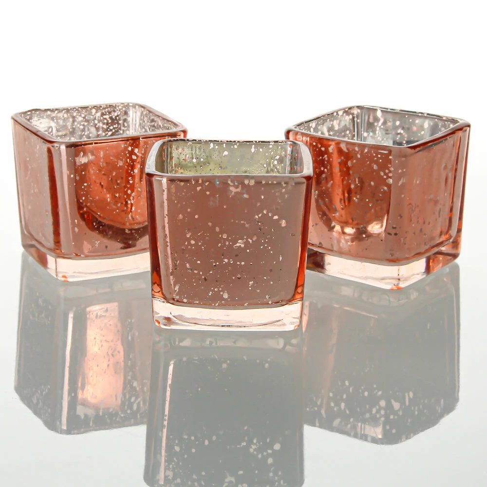 Richland Rose Gold Mercury Square Votive Holder Set Of 12 1 Richland Rose Gold Mercury Square Votive Holder Set Of 12