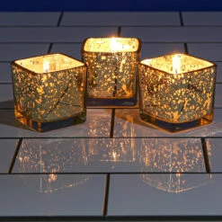 Richland Metallic Gold Mercury Square Votive Holder Set Of 12 -US Gift Sales 2024 1158 8128