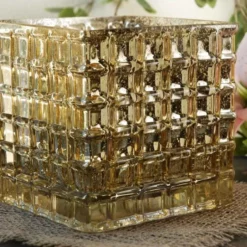 Gold Mercury Mosaic Glass Cube 6" - Square Vase & Candle Holder -US Gift Sales 2024 2013 09 04 1757 edited 1