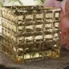Gold Mercury Mosaic Glass Cube 4.75" - Square Vase & Candle Holder