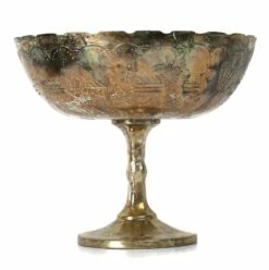 Mercury Glass Compote Burnt Gold 8" X 7"