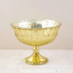 Gold Mercury Glass Compote 7" X 5.25"