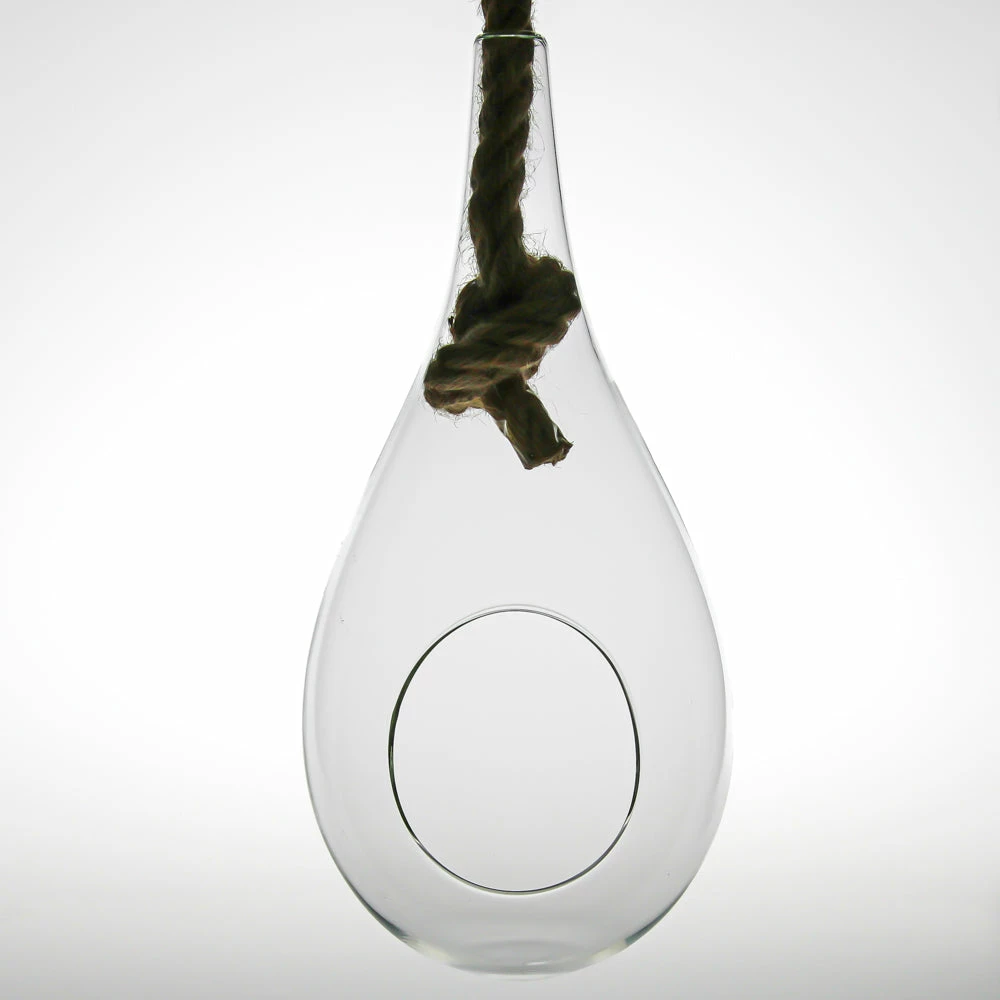 Richland Hanging Teardrop Terrarium With Rope 6" X 11" 1 Richland Hanging Teardrop Terrarium With Rope 6" X 11"