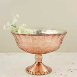 Mercury Glass Compote Rose Gold 7" X 5.25"