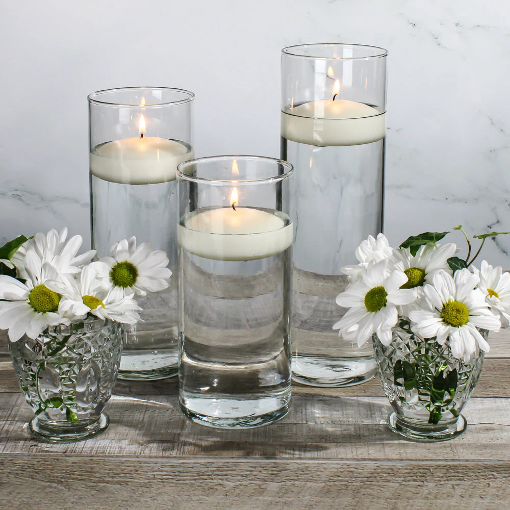 Eastland Cylinder Floating Candle Holders 7.5" , 9" & 10.5" Set Of 3 3 Eastland Cylinder Floating Candle Holders 7.5" , 9" & 10.5" Set Of 3 - Image 3