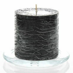 Richland Rustic Pillar Candle 3"x 3" Black Set Of 48