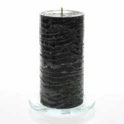 Richland Rustic Pillar Candle 3"x 6" Black Set Of 6