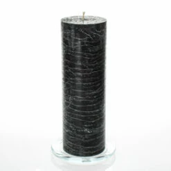 Richland Rustic Pillar Candle 3"x 9" Black Set Of 24