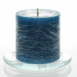 Richland Rustic Pillar Candle 3"x 3" Navy Blue Set Of 12