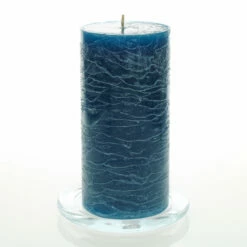 Richland Rustic Pillar Candle 3"x 6" Navy Blue Set Of 12