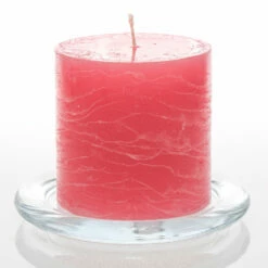 Richland Rustic Pillar Candle 3"x 3" Pink Set Of 12
