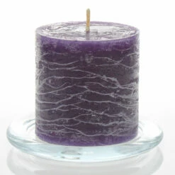 Richland Rustic Pillar Candle 3"x 3" Purple Set Of 12