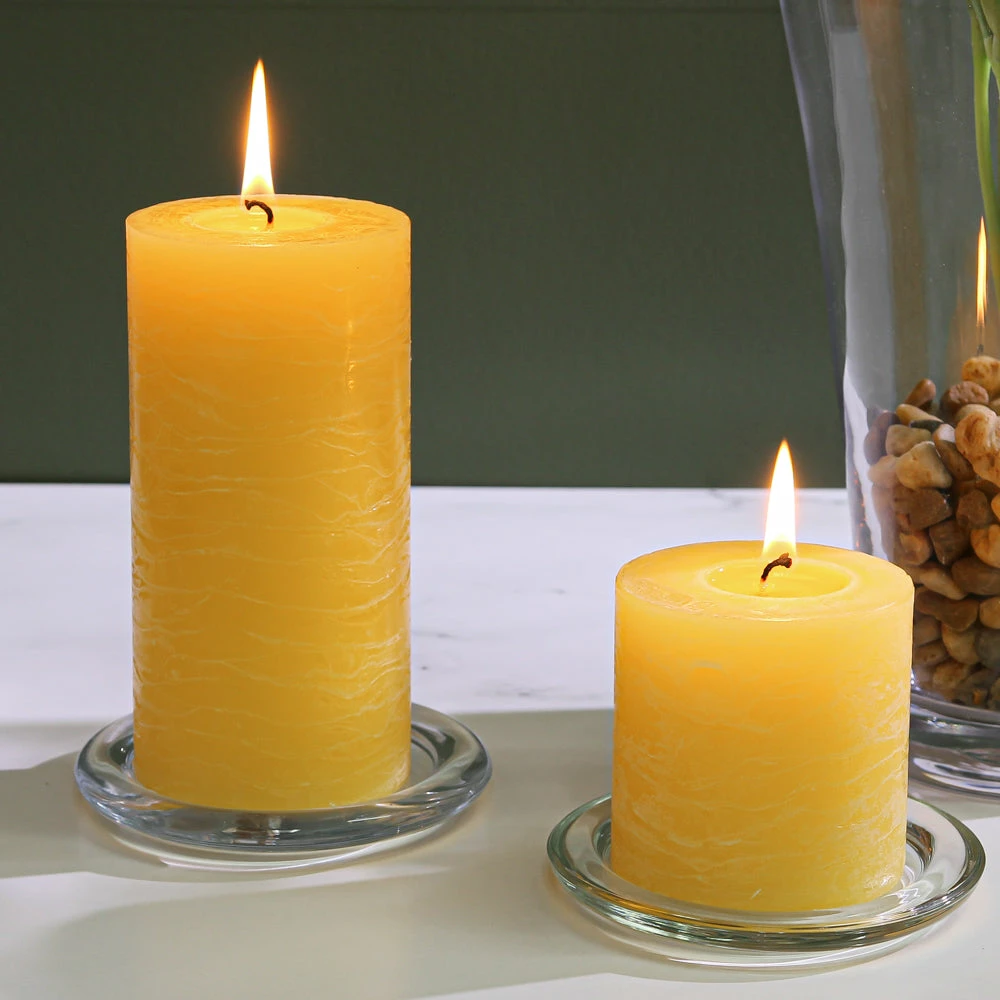Richland Rustic Pillar Candle 3"x 6" Yellow Set Of 6 2 Richland Rustic Pillar Candle 3"x 6" Yellow Set Of 6 - Image 2