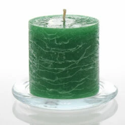 Richland Rustic Pillar Candle 3"x 3" Dark Green Set Of 24