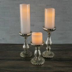 Richland Ribbed Unique Mercury Glass Pillar Candle Holder Set Of 3 -US Gift Sales 2024 7153 7156 7159 5201 30f8df7d 1a5a 463f a8fe 985ad4a57c73
