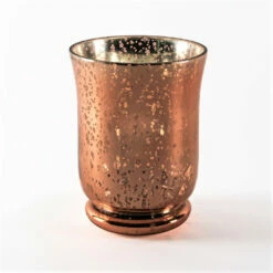 Blush Rose Gold Mercury Glass Hurricane Vase & Candle Holder 6"