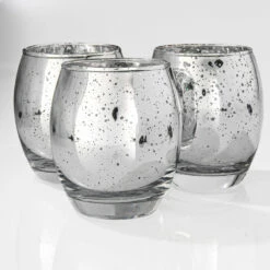 Richland Grande Hurricane Votive Holder Silver Mercury Set Of 12