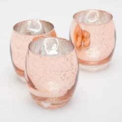 Richland Grande Hurricane Votive Holder Rose Gold Mercury Set Of 12