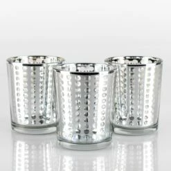 Richland Silver Dotted Glass Holder – Small Set Of 12