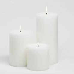 Richland Pillar Candles 4"x4", 4"x6" & 4"x9 White Set Of 3