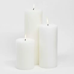 Richland Pillar Candles 4"x6", 4"x9" & 4"x12" White Set Of 3