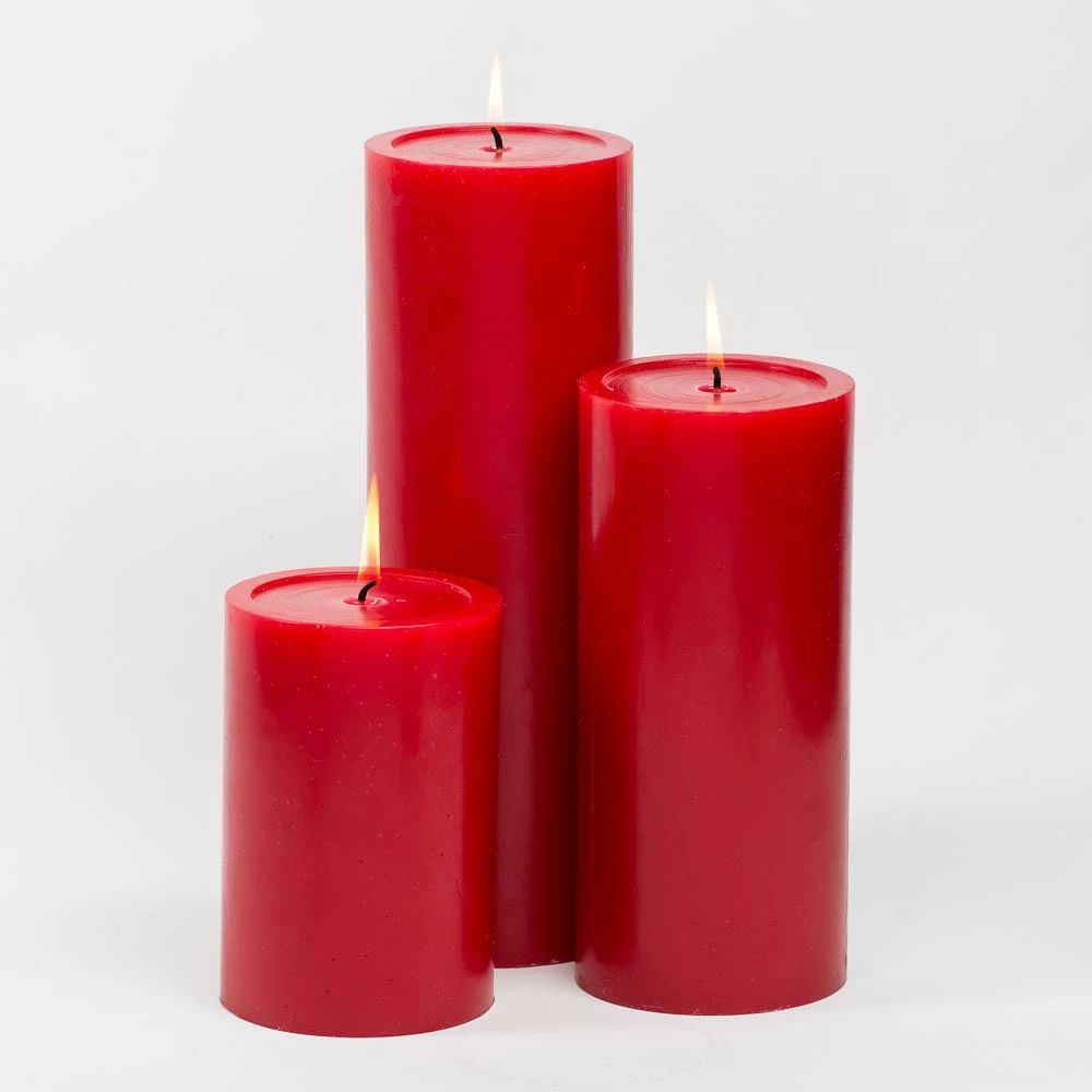 Richland Pillar Candles 4"x6", 4"x9" & 4"x12" Red Set Of 3 1 Richland Pillar Candles 4"x6", 4"x9" & 4"x12" Red Set Of 3