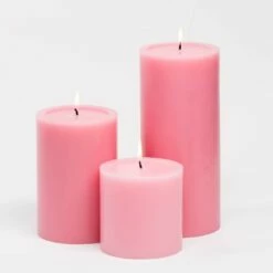 Richland Pillar Candles 4 X4", 4"x6" & 4"x9 Pink Set Of 3
