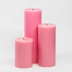 Richland Pillar Candles 4"x6", 4"x9" & 4"x12" Pink Set Of 3