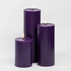 Richland Pillar Candles 4"x6", 4"x9" & 4"x12" Purple Set Of 3