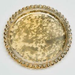 Richland Gold Beaded Mercury Pillar Plates Set Of 12
