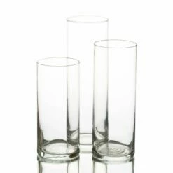 Eastland Cylinder Floating Candle Holders 7.5" , 9" & 10.5" Set Of 3