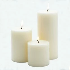 Richland Pillar Candles 4 X4", 4"x6" & 4"x9" Light Ivory Set Of 3