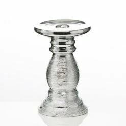 Richland Elegant Pillar Candle Holder 6" Silver Ceramic Set Of 4