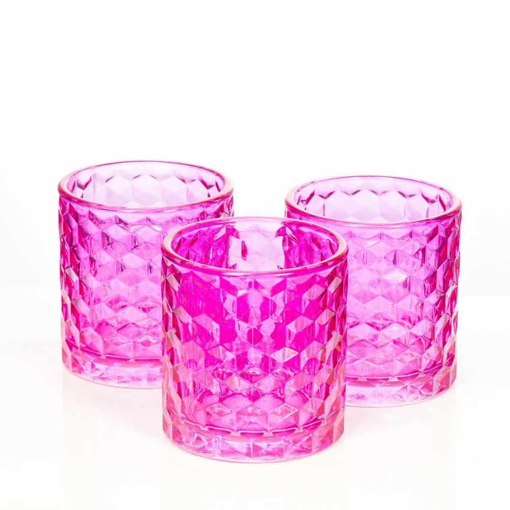 Richland Pink Chunky Honeycomb Glass Votive & Tealight Holder Set Of 48 1 Richland Pink Chunky Honeycomb Glass Votive & Tealight Holder Set Of 48