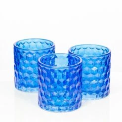 Richland Blue Chunky Honeycomb Glass Votive & Tealight Holder Set Of 24