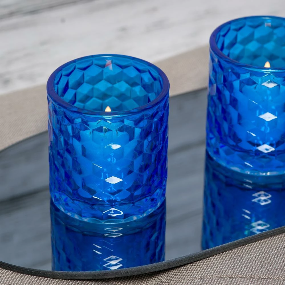 Richland Blue Chunky Honeycomb Glass Votive & Tealight Holder Set Of 48 2 Richland Blue Chunky Honeycomb Glass Votive & Tealight Holder Set Of 48 - Image 2