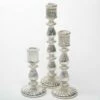 Richland Ribbed Unique Mercury Glass Taper Candle Holder Set Of 3
