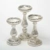 Richland Ribbed Unique Mercury Glass Pillar Candle Holder Set Of 3