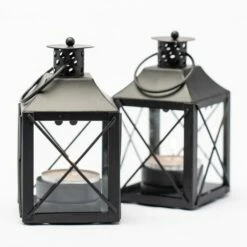 Richland Mini Tealight Lanterns Black Metal Set Of 25