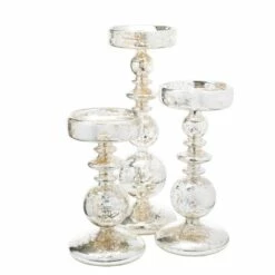 Richland Pillar Holders Unique Mercury Bubble - Set Of 3