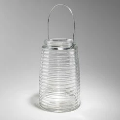 Eastland Hanging Horizontal Ribbed Glass Jar 8" With Handle Set Of 6