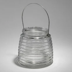 Eastland 4.6" Hanging Horizontal Ribbed Glass Jar With Handle Set Of 12