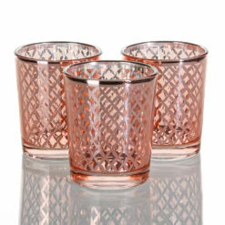 Richland Rose Gold Lattice Glass Holder - Small Set Of 72