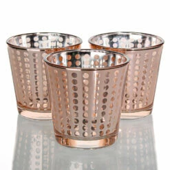 Richland Rose Gold Dotted Glass Holder - Medium Set Of 48