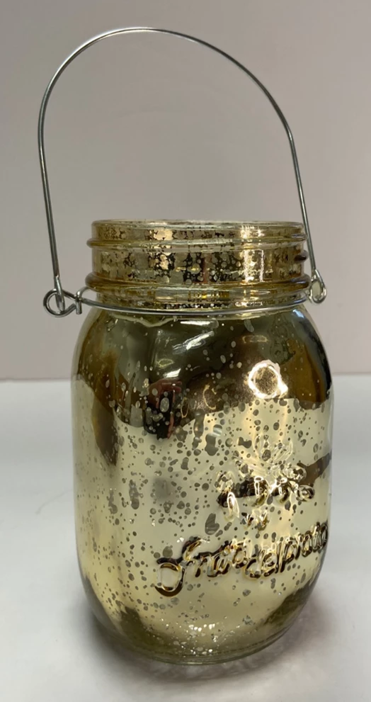 Richland Small Mercury Hanging Mason Jar With Handle - Metallic Gold Set Of 12 3 Richland Small Mercury Hanging Mason Jar With Handle - Metallic Gold Set Of 12 - Image 3