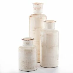 Richland Farmhouse White Ceramic Vase 5", 7.5" & 10" Set Of 12