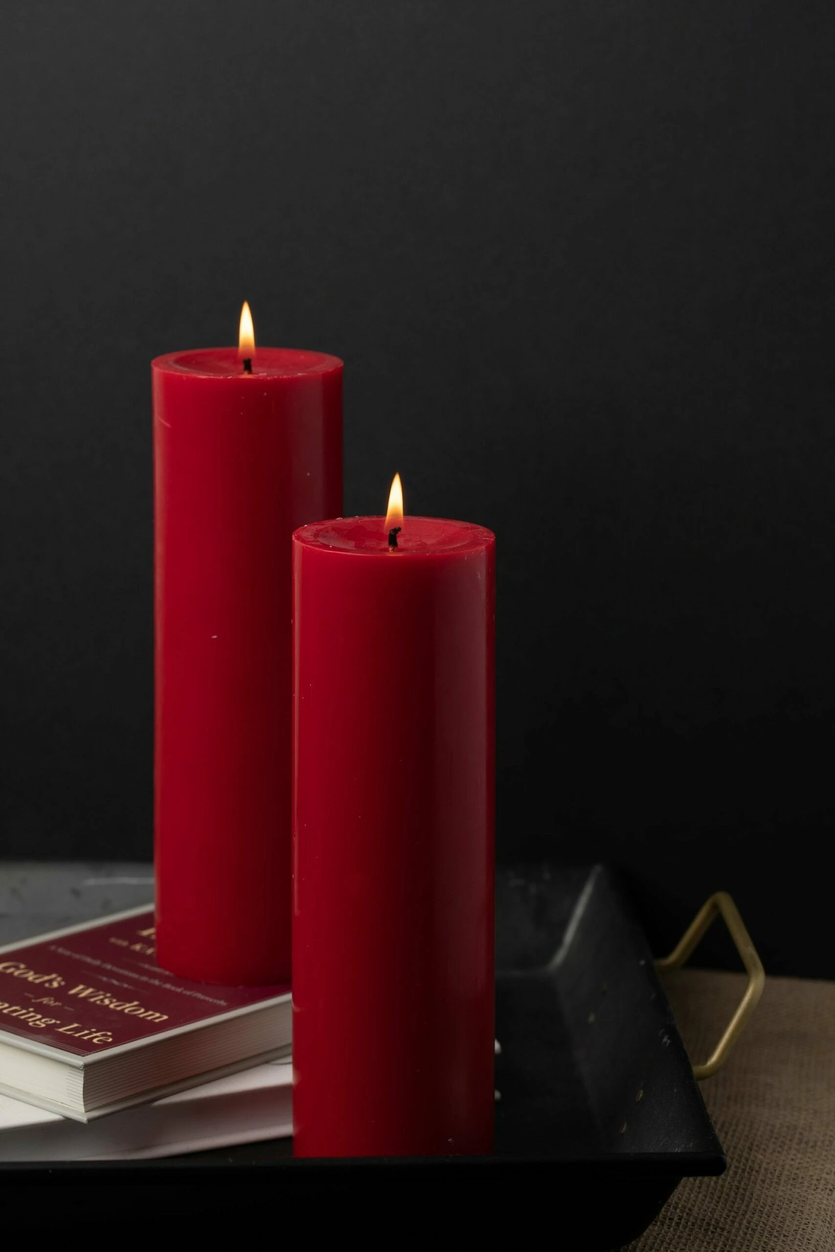 Richland Pillar Candles 3"x9" Red Set Of 6 2 Richland Pillar Candles 3"x9" Red Set Of 6 - Image 2