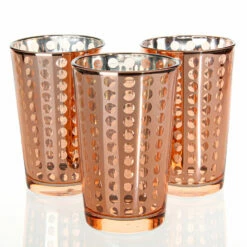 Richland Rose Gold Dotted Glass Holder - Large Set Of 48