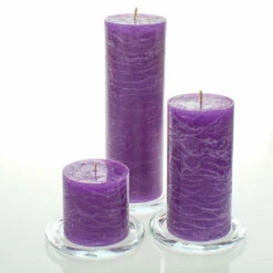 Richland Rustic Pillar Candle 3" X "3, 3" X 6" & 3"x 9" Lavender Set Of 3